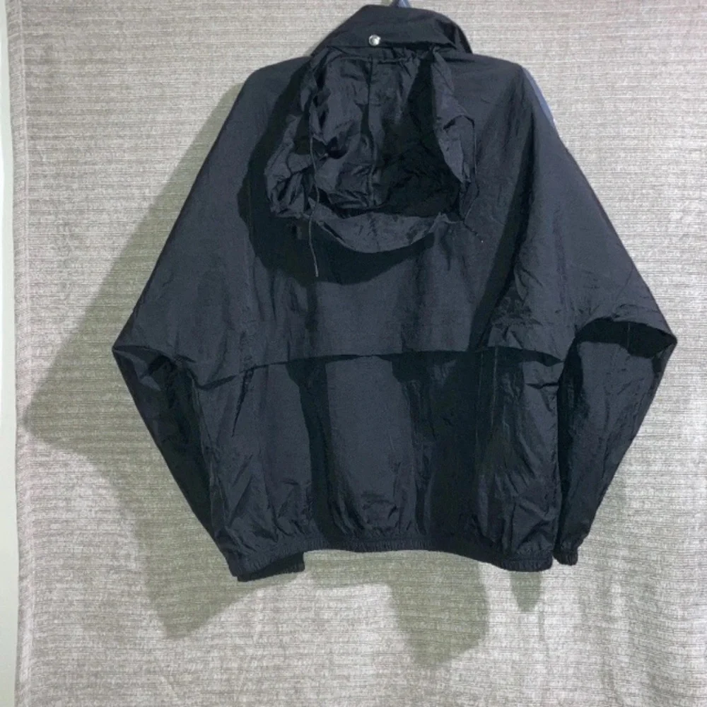 Vintage 90s Reebok Windbreaker White & Black Jacket Colorblock Packable Hood L